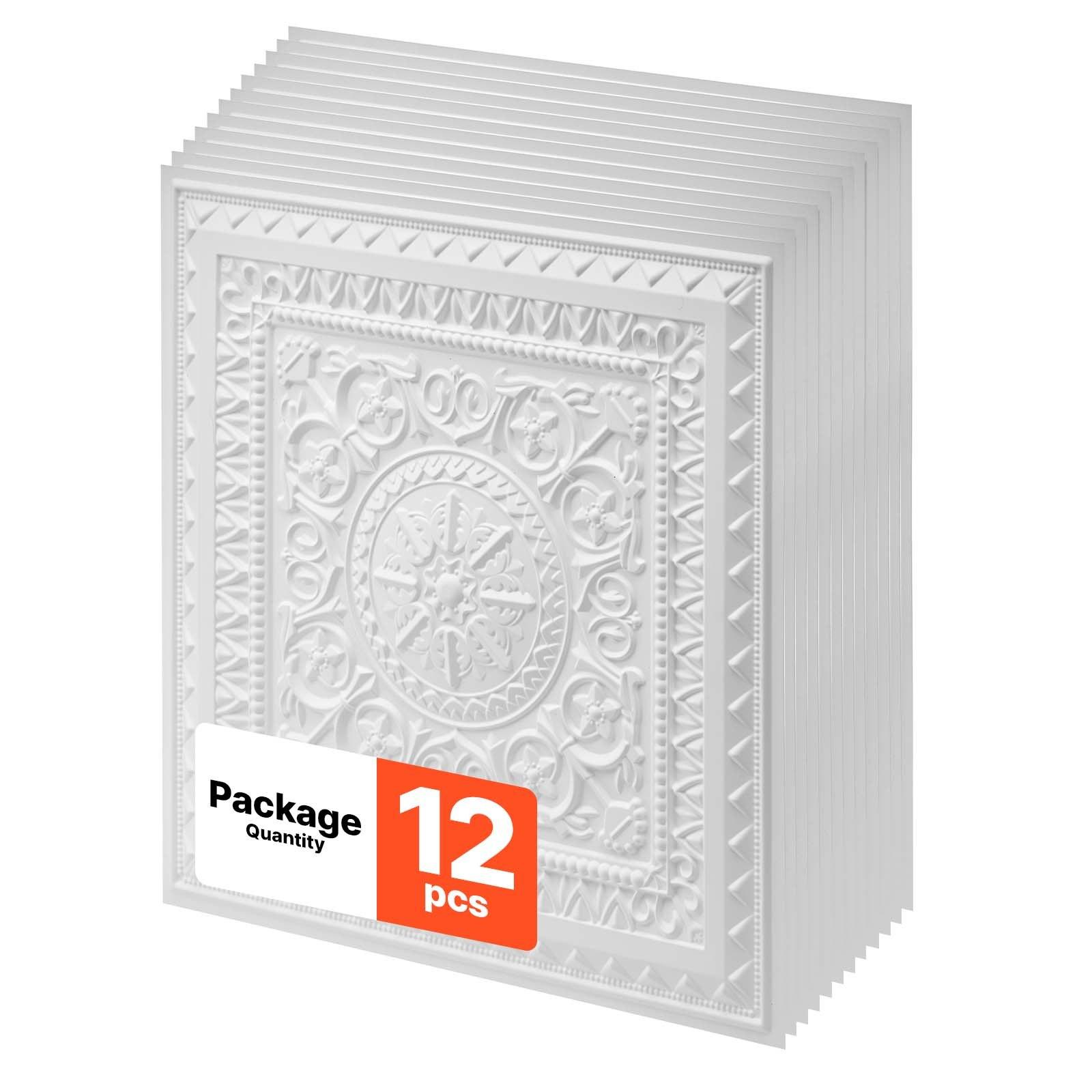 VEVOR 605x605mm PVC Ceiling Tiles 12-Pack
