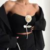 Women's Fashion Three-dimensional Flower Decoration Sexy Spice Girl Style Short Plunge Top