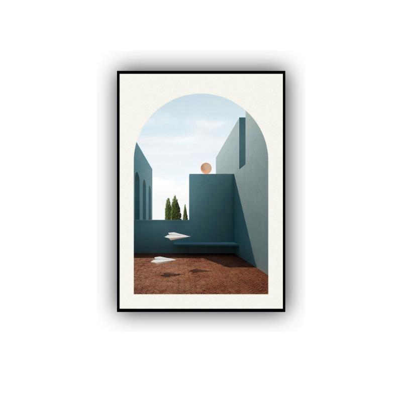 Minimalist Boho Abstract Wall Art Prints Geometry Building Staircase Canvas Painting Living Room Bedroom Decoration