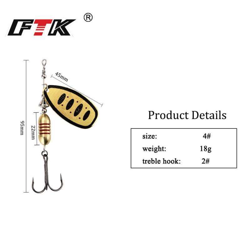18g Rotating Spinner Lure Bass Pike Fishing Sea Freshwater Artificial Bait With Treble Hook