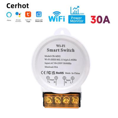 High Power 30A WiFi Smart Switch with Metering, 90-250V, Tuya APP Remote Control