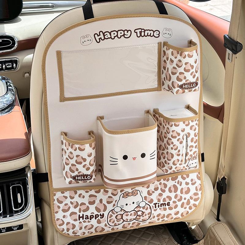 Cute Cat Car Seat Back Organizer Multi Functional Hanging Storage Bag For Car Back Seat