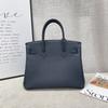 Gold Button Silver Cowhide Togo-202530 Genuine Leather Women's Bag Portable