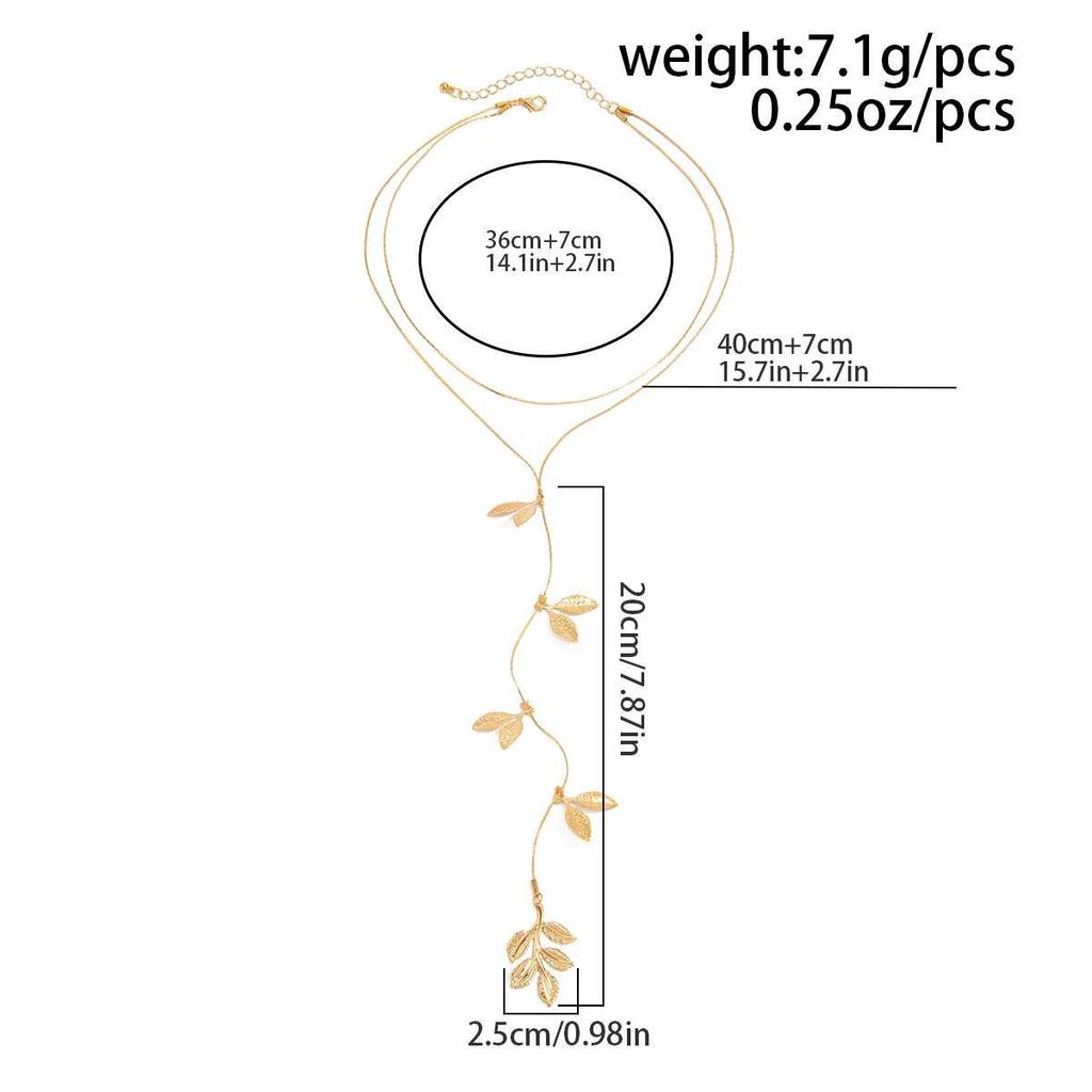 Ingemark Simple Sexy Leaf Long Tassel Pendant Choker Necklace for Women Fashion Statement Y Shape Chest Chain Party Jewelry Gift