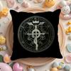 F-Fullmetal A-Alchemist Cushion Cover Linen Organic Fabric Double-Sided Printing Breathable Pillow Case Sofa Home Decor Gift