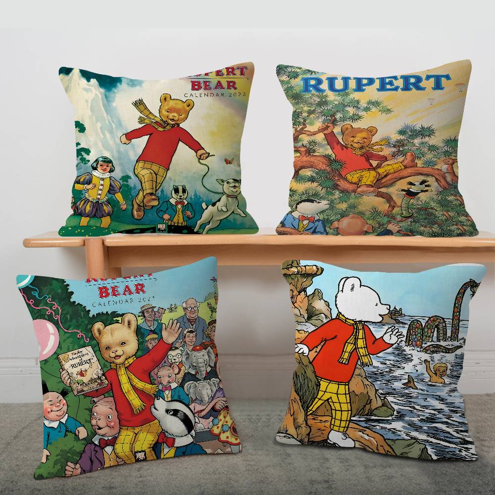 Housse de coussin Anime RRupert Bear Taie d'oreiller Salon Canapé Décoration de maison Personnalisé