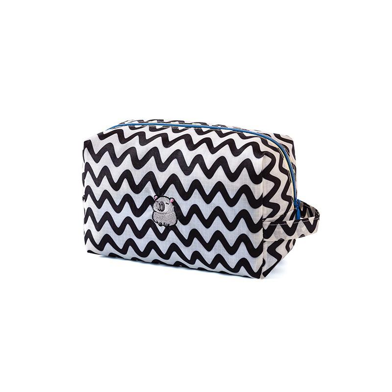 

Makeup Bags With Handle Travel Cosmetic Storage Bag Portable Wave Print Organizer Water Proof Zipper Toiletry Bag Washing Pouch A1