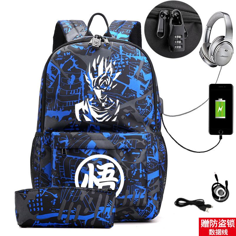 Animation Peripheral Cool Trend Schoolbag Multi-Function Usb Large Capacity Backpack Student Pencil Case Set