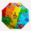 Number Blocks, Rainbow Themed Automatic Opening and Closing Umbrella, Compact Travel Umbrella, Lightweight and Portable, Suitable for Beach