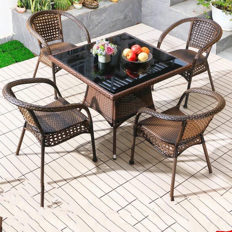 UOSU Outdoor Rattan 4-Chair Dining Set