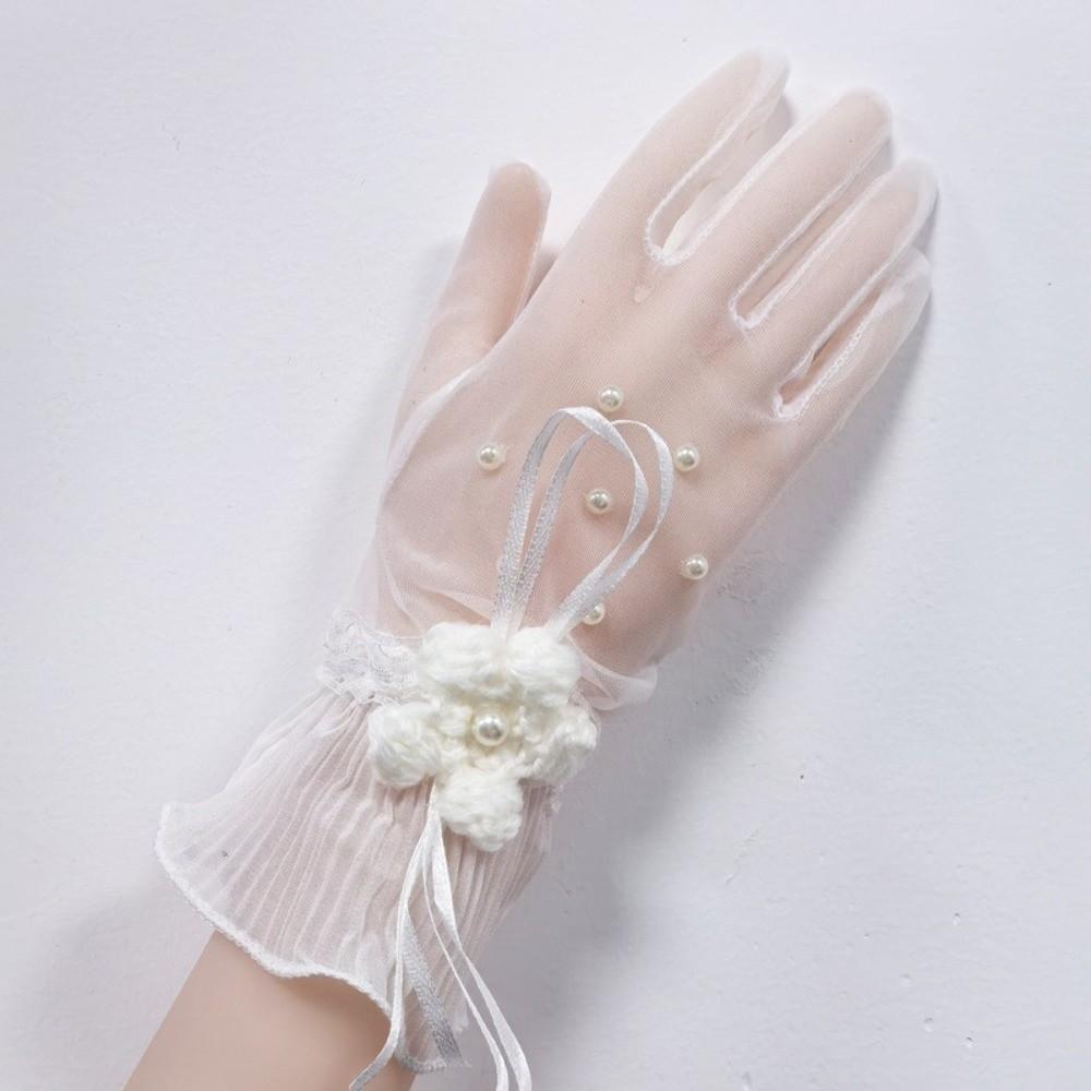 1Pairs Breathable Wedding Bridal Gloves Mesh Tulle Gloves New Bridal Gown Mittens  Party Dress