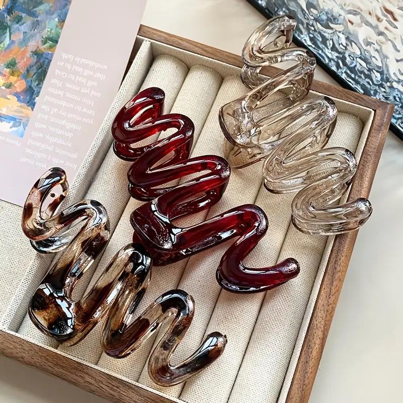3pcs Fashion Hair Claw Clip Large Wave Style Hairpins Clamps Stylish Barrettes Hair Accessories for Women Ponytails Headwear