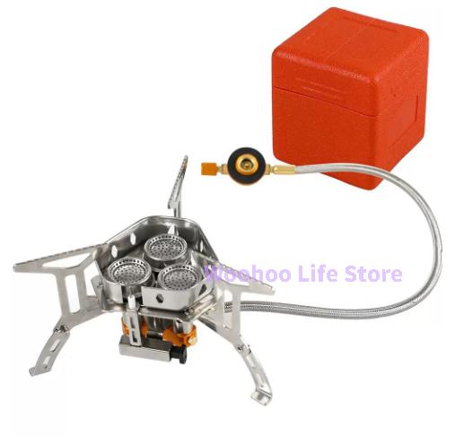 Windproof Portable Camping Stove 3 Burner Gas Outdoor Foldable Stove for Camping Picnic Hiking Travel Cooking