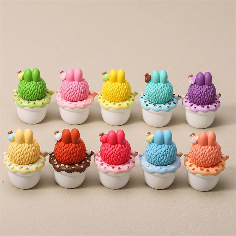 Random One Cartoon Cute Cake Coffee Cup Labubu Dolls Car Resin Ornaments Desktop Home Decoration Dollhouse Toy Accessories Gifts
