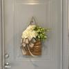 AEE4-Spring Wildflower Door Hanging Basket Wreath Spring Welcome Sign Easter Day For Front Door, Easter Decor