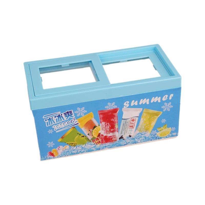 Simulation Mini Supermarket Ice Cream Cabinet Freezer Playing House Doll House Scene Accessories Children'S Toys Miniature Model