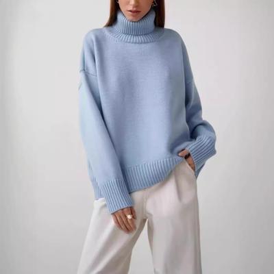2024 European & American Loose Knit Turtleneck Sweater: Classic Solid Color Autumn/Winter Women's Fashion