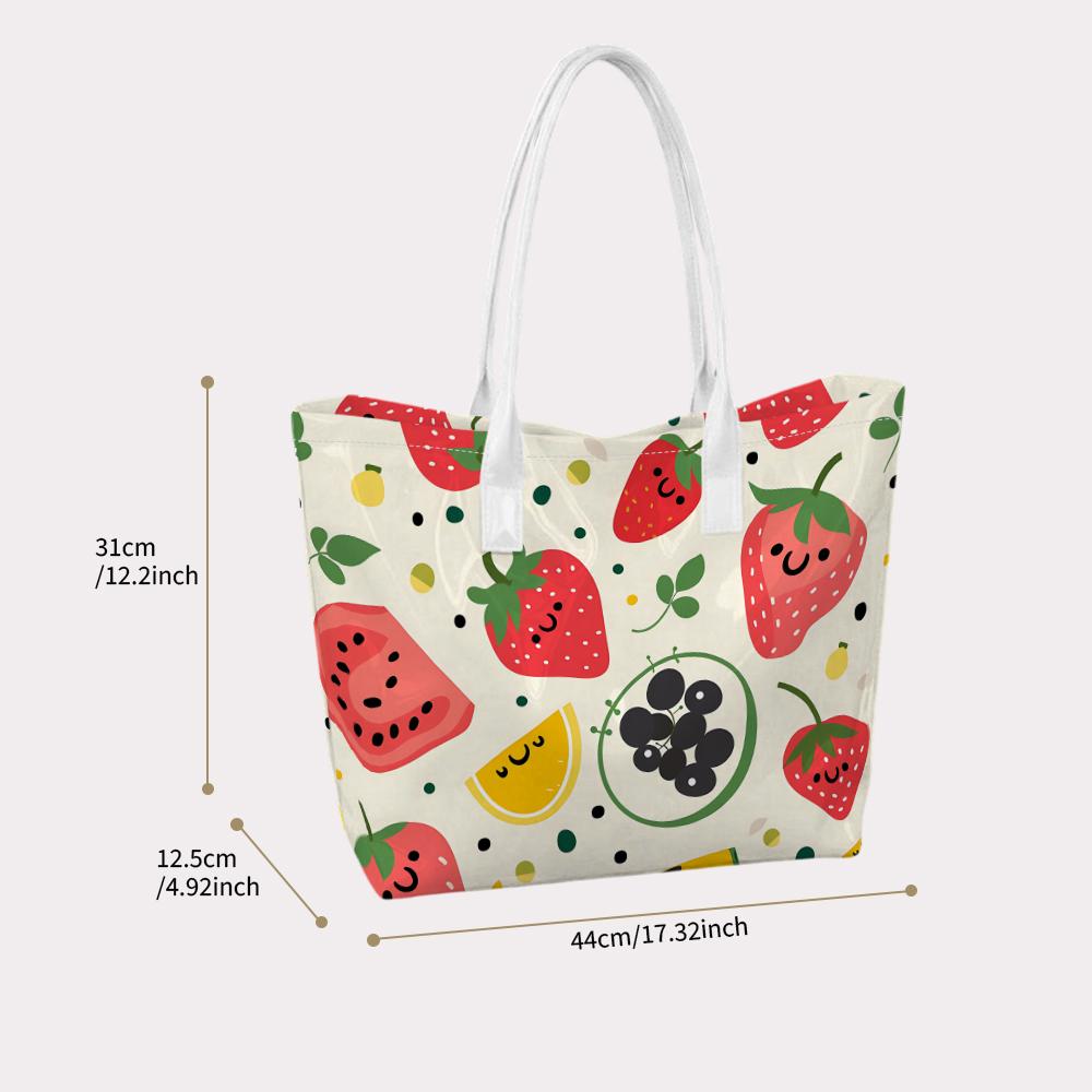 Cute Fruit Print Tote Bag Casual Large Capacity Handbag for Daily Shopping Travel Use
