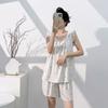 Lyocell cotton pajamas with chest pads women's spring and summer loose thin sleeveless vest shorts set simple loungewear