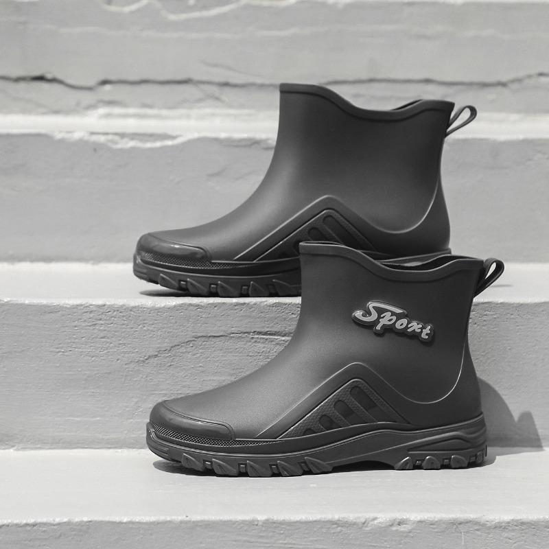 

Fashion short rain shoes men s non-slip waterproof shoes car wash site wear-resistant water boots velvet warm 44