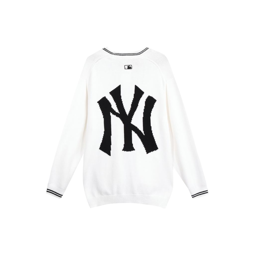 MLB Basic Logo New York Yankees Color Block Knit Sweater Unisex Sweater White 3AKCB0121-50WHS