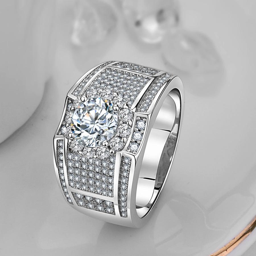 Fl 1,5 karátový pánský diamant s přehnaným velkým prstenem Originální 925 mincovní stříbro Anillos De Jewelry krabička na diamantové zásnubní prsteny
