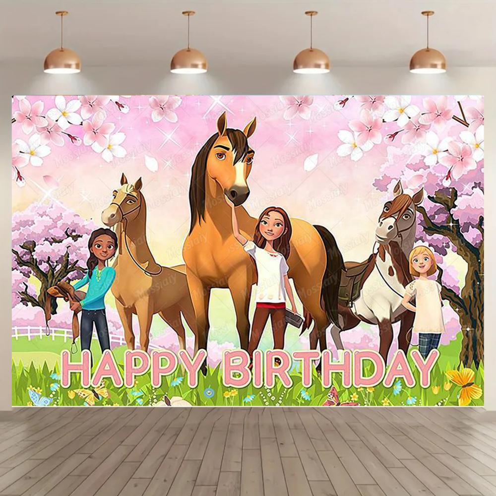 Cartoon Elf Knight Party Boy and Girl Birthday Party Background Elf Horse Theme Photography Party Decoration Background Vinyl 150x100cm