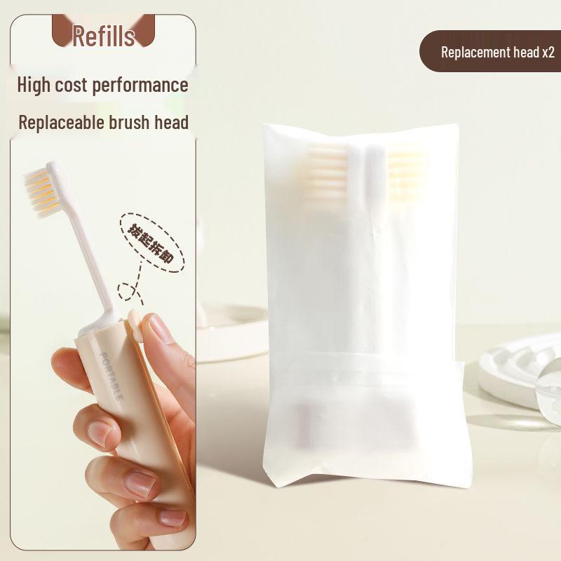 

Foldable Two-in-One Travel Toothbrush Set with Toothpaste Storage and Soft Bristles
