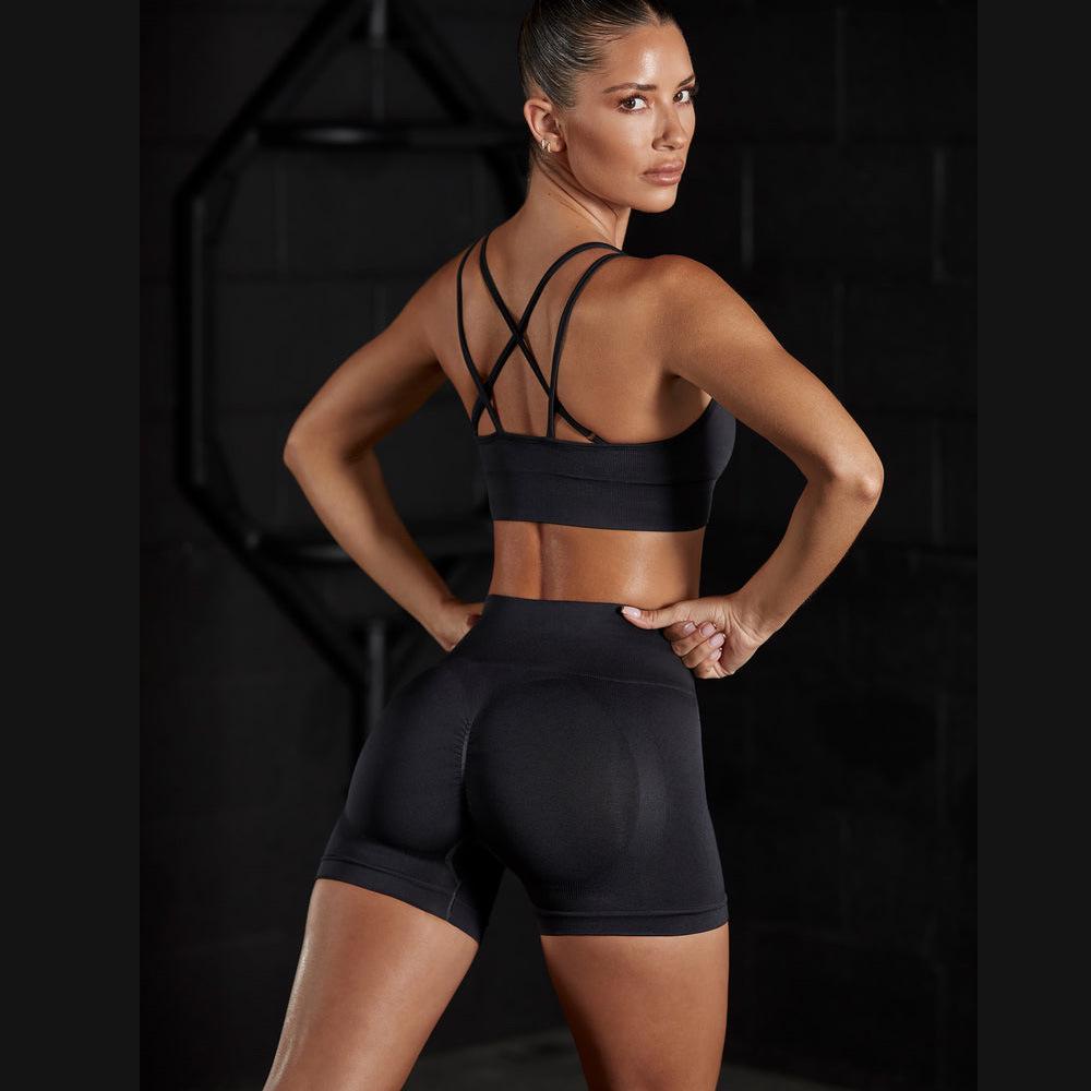 INS Women's Seamless Yoga Set: Camisole Bra & Hip-Lifting Fitness Shorts