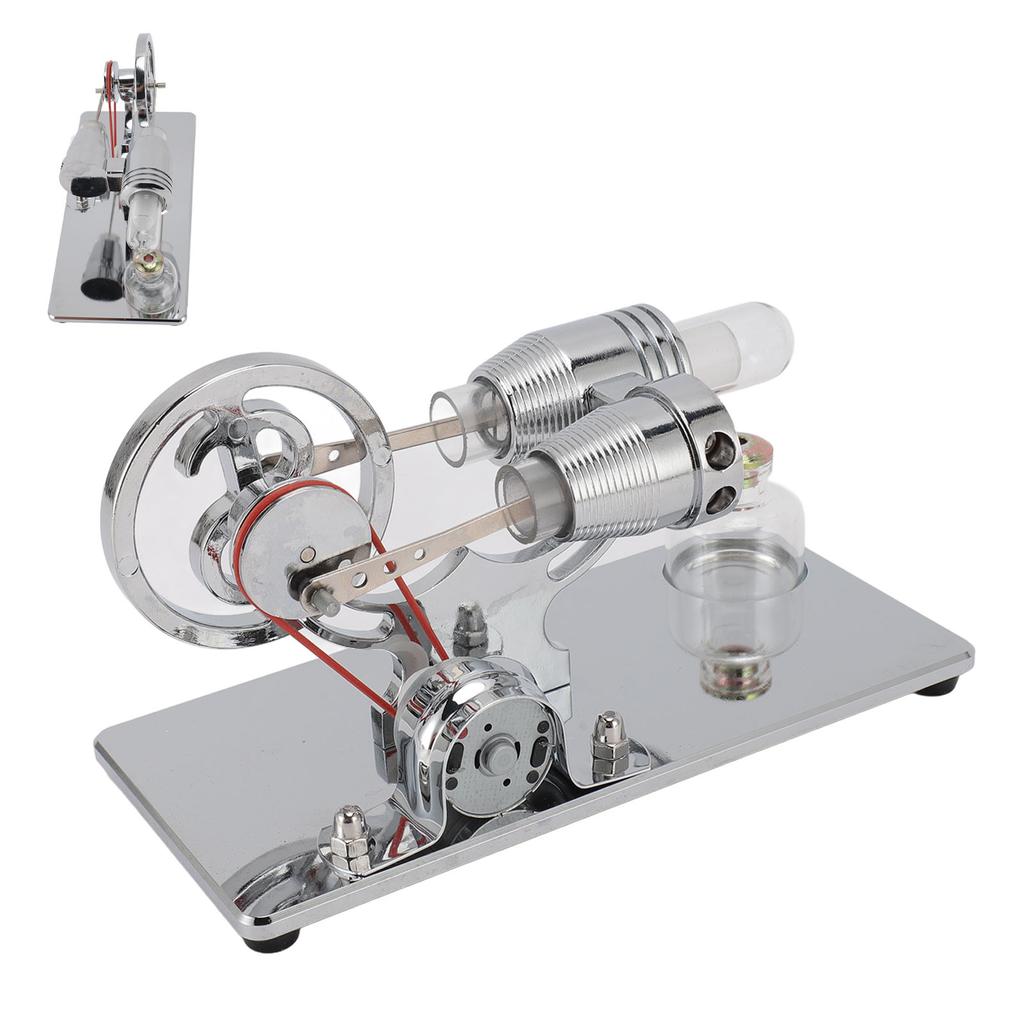 Sterling Engine Model with LED Bulb and Flywheel Stirling Engine Motor Model Educational Toy Electricity Power Generator