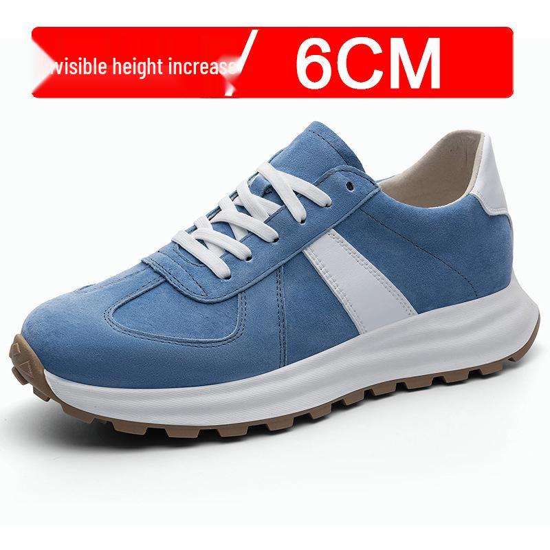 Men's White Breathable Thick-Soled Platform Sneakers - Discreet 8cm Height Boost Casual Dad Shoes