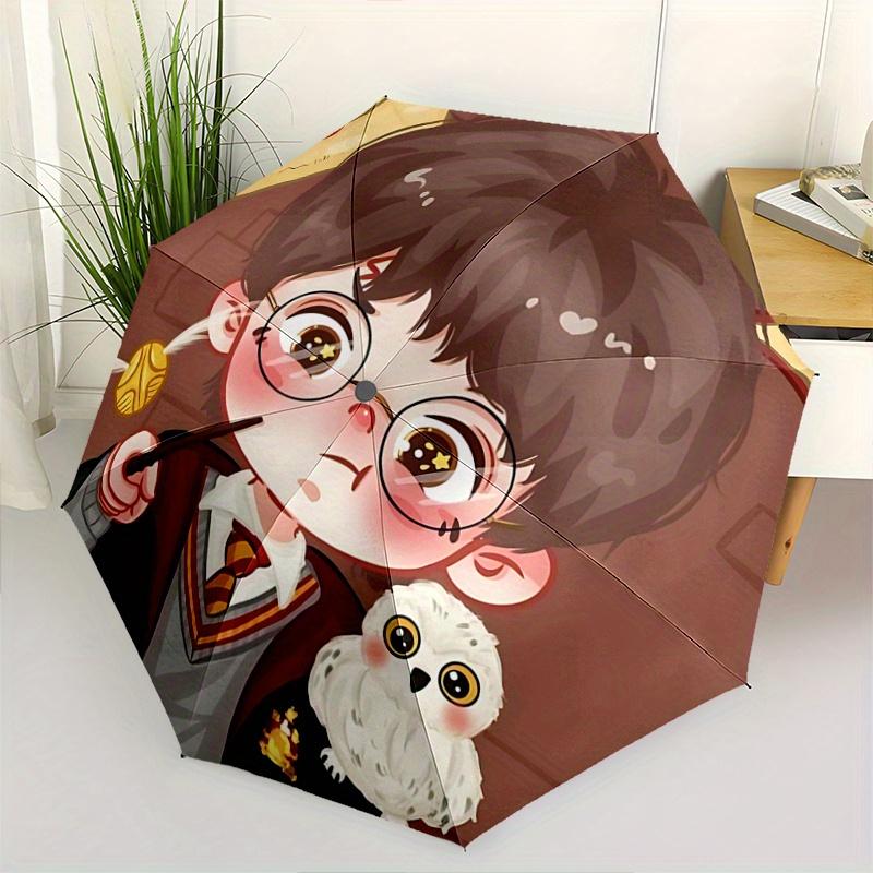 

1pc Harry Potter Inspired Automatic Opening Folding Umbrella with 3 Iron Ribs - Portable Design for Outdoor Use, Perfect Gift for Fans, Travelers