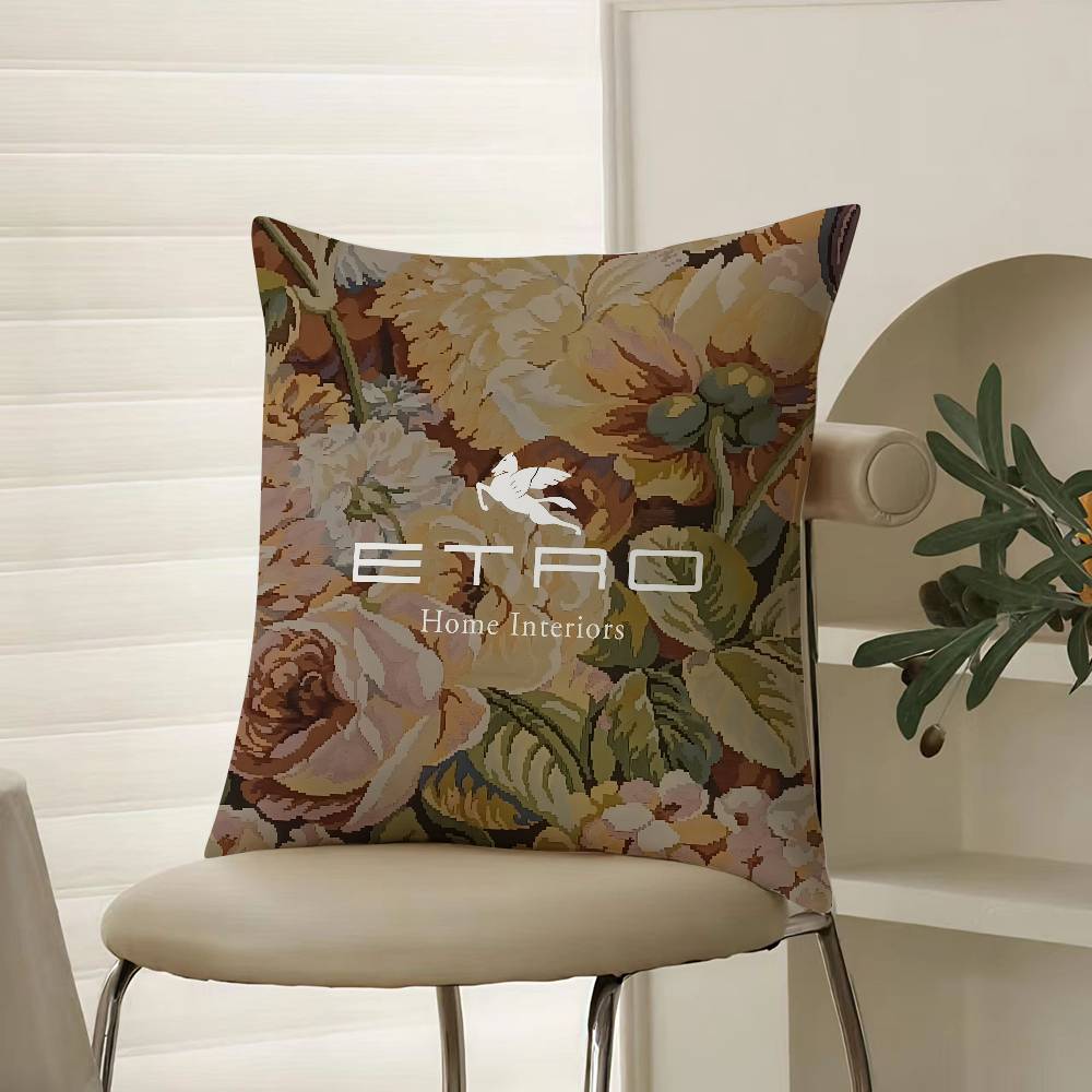 Cashew Nut Flower Pattern Natural Etro Pillow Case Comfort Sofa Bed Silky elegant Invisible zipper Decorative cushion cover