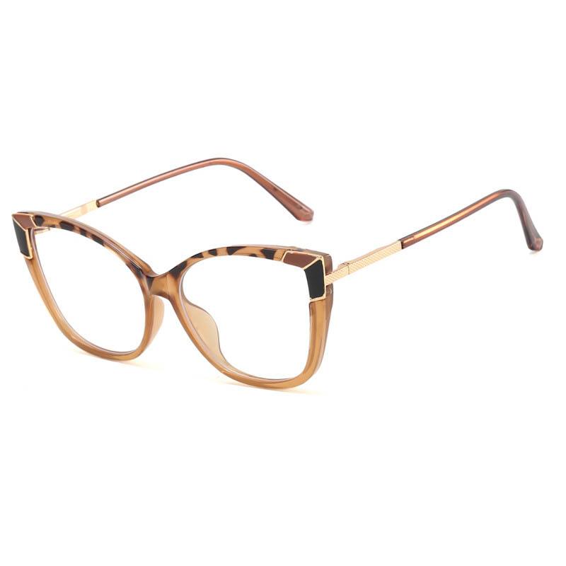 New Arrival Floral Cat Eye Oversized  Women'S Glasses Frame Short Sight Eyewear 0 -0.5 -1 -1.25 -1.5 -1.75 -2.0 To -6