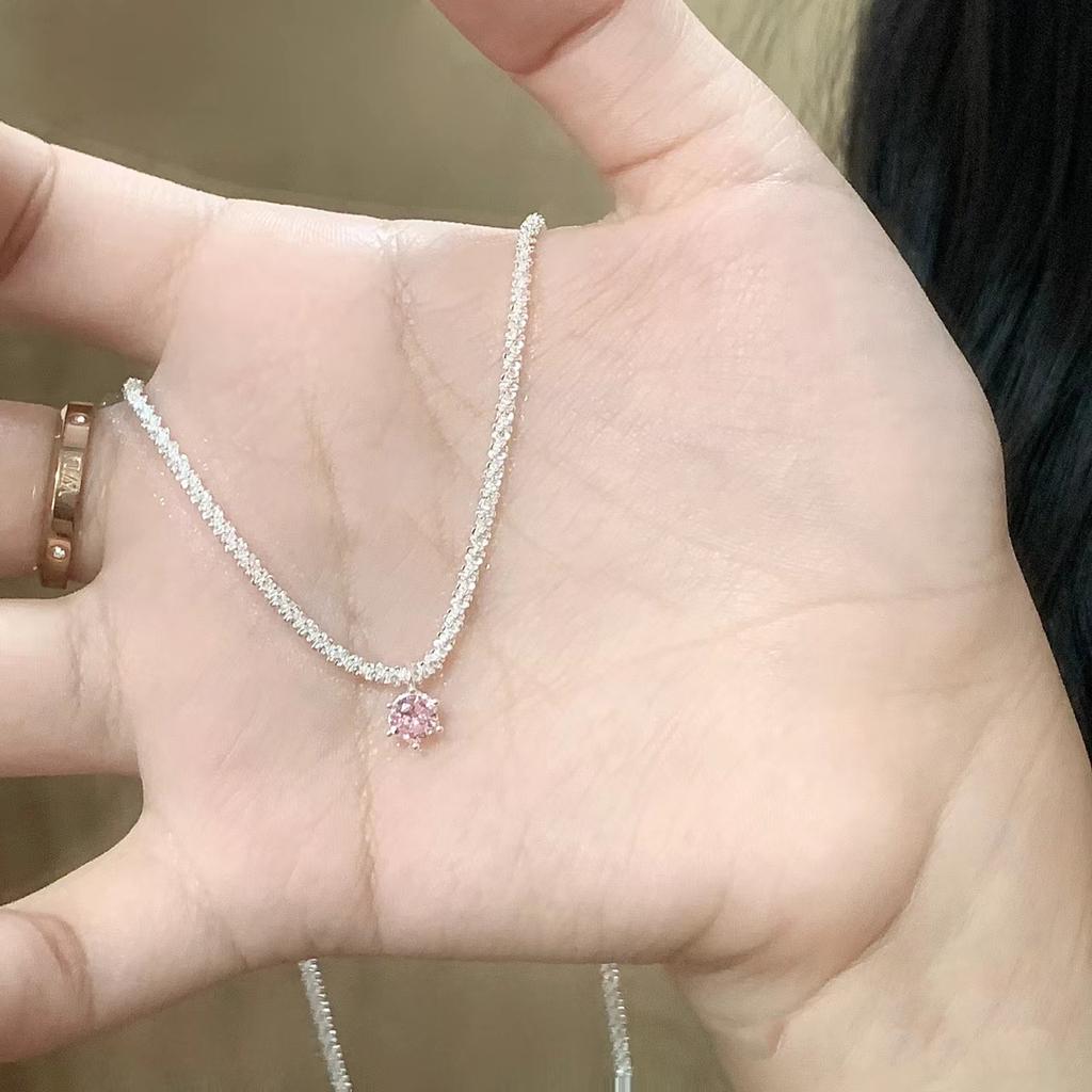 Shiny Zircon Pendant Necklace for Women, Light Luxury Niche Design Collarbone Chain Jewelry