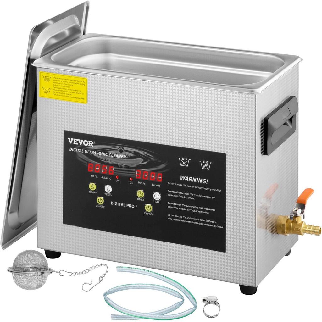6L Digital Ultrasonic Cleaner Heater Timer 400W Powerful Jewelry Eyeglass