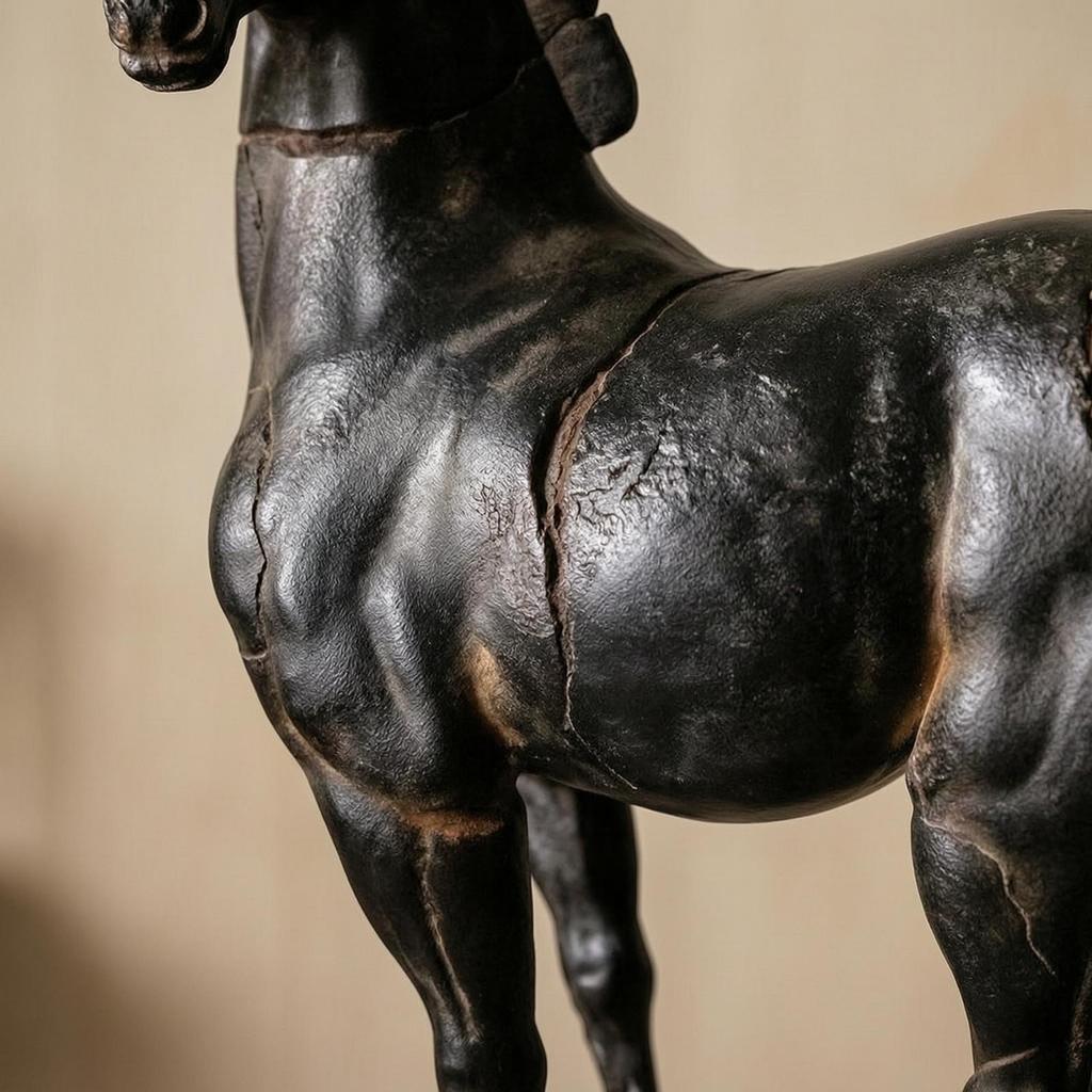 Horse Figurine with Base Tabletop Distressed for Office, Entryway