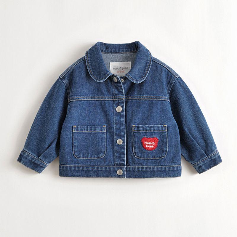 Mark Jenny Girls  Love Bear Soft Denim Jacket Baby Jacket 2025 Spring New Style 551509 Cowboy Blue 130