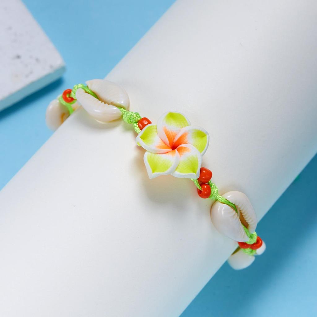 Chic Soft Clay Flower and Shell Woven Bracelet for Women - Versatile Handmade Design