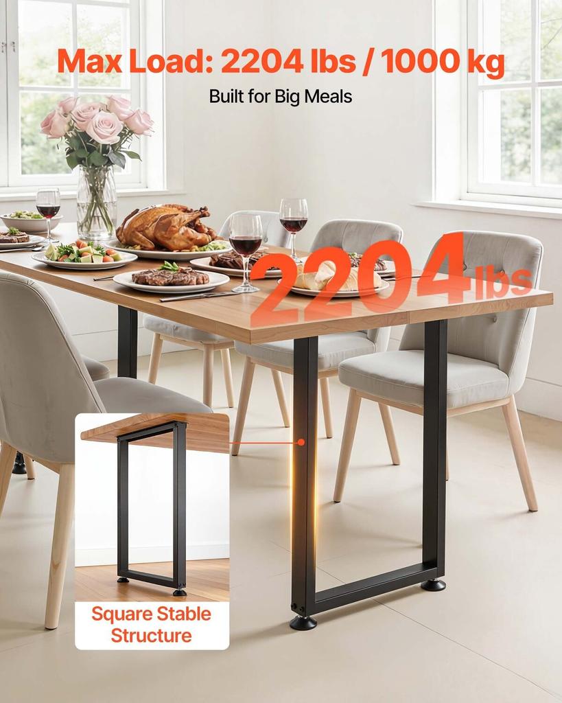 Table Legs, 740 x 450 mm (H x W) Square Steel Furniture Legs, Modular Design, Easy Assembly, 2204 lbs Max Load Heavy Duty, for Home Office Desk,