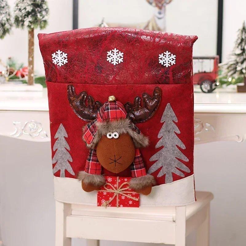 Husă Scaun Crăciun 3D Desene Animate Casă Masă Scaun de Cină Păpușă Husă Scaun Decorare Petrecere Crăciun Anul Nou Decor Casă