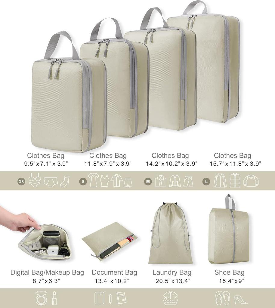 Compressible Travel Storage Bag Set: Large Capacity Suitcase Organizers & Digital Accessories