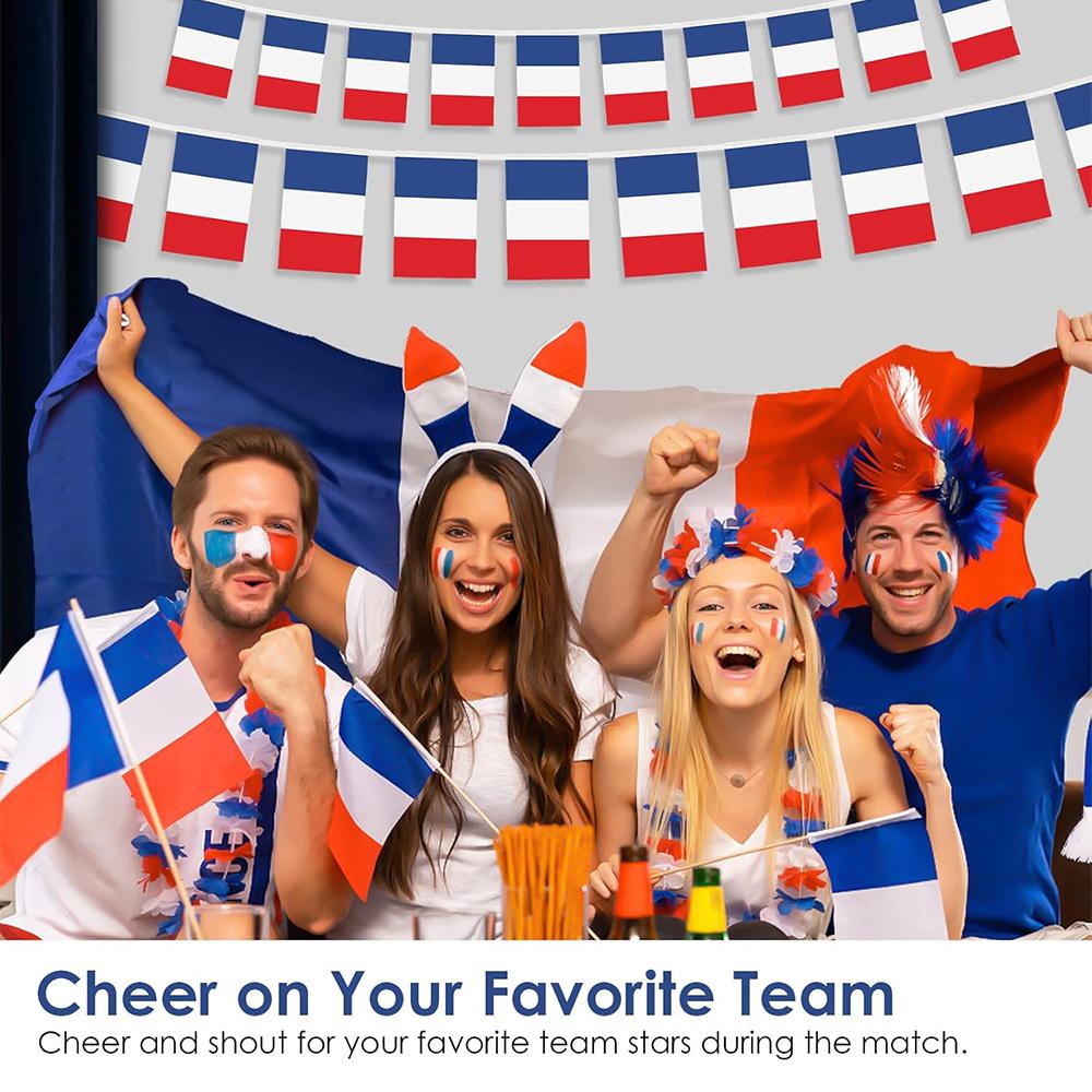 French Hand Held Flags 15pcs for World Cup 2026 5.5x8.2 Inch