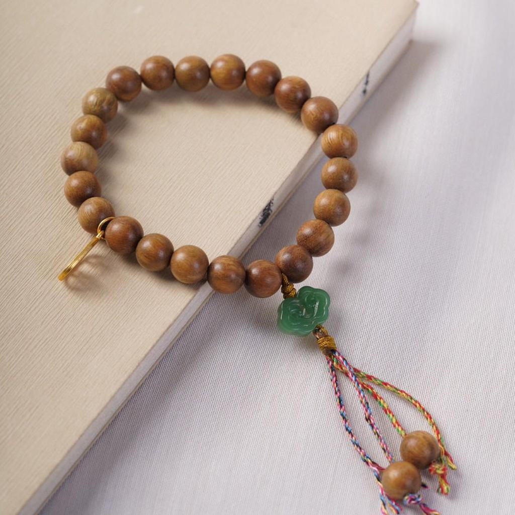 Green Sandalwood Buddhist Beads Bracelet - Single or Multi-Loop Options, Wenwan Wooden Crafts.