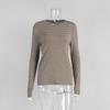 T-shirt Base da Donna a Maniche Lunghe a Righe Girocollo Slim Fit in Cotone per Autunno Inverno, Maglietta Intima Casual da Pendolare