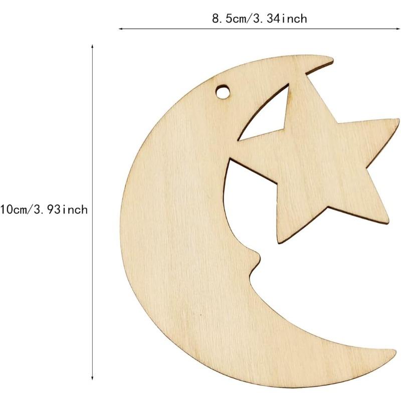 10 Pezzi Legno Non Finito Luna Stella Artigianato Fai da Te Sagome Vuote in Legno Luna Stella Forme Artigianali da Trasformare in Bomboniere per Baby Shower