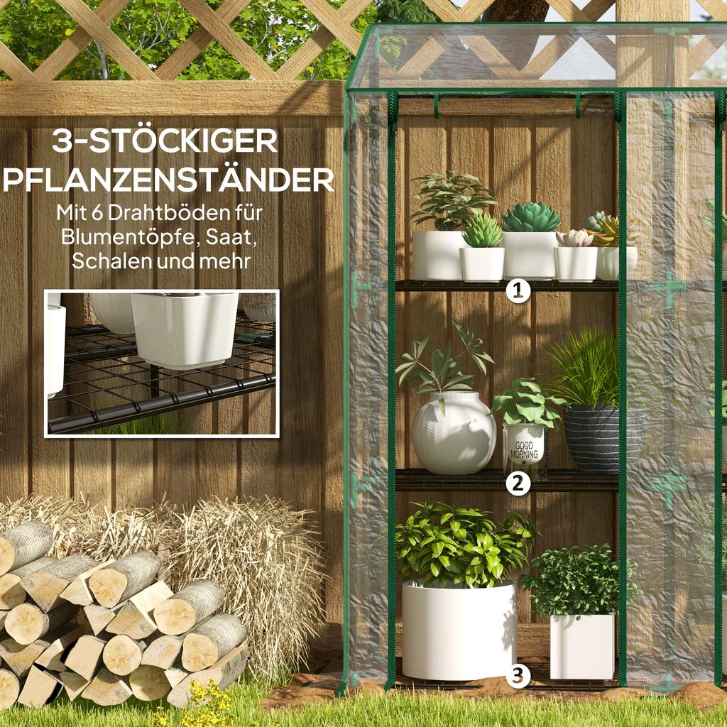 Greenhouse, Shelves, Double Doors, 143 X 46 X 151cm, Transparent