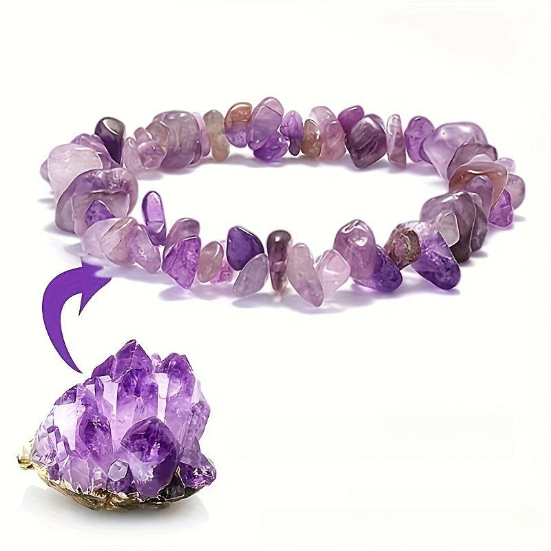 Natural Chip Stone Beaded Bracelet Irregular Crystal Gravel Stretch Bracelet Fashion Jewelry for Women Multiple Colors Available