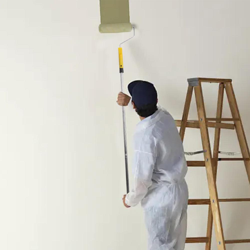 Paint Roller Set with Extension Pole, Tray, and Brush - Yellow/White
