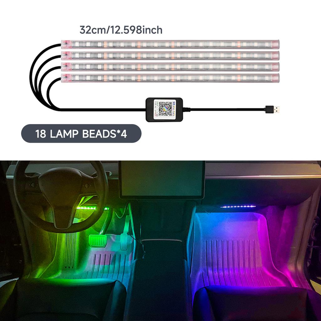 4-in-1 5V-12V RGB LED Interior light LED Lamp Car Lamp Foot light Car Decorations APP control, dynamic rhythm atmosphere light